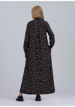 Платье женское "Марья" макси модель 475м/1 розочки на черном