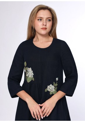 Платье женское "Амели" модель 437/2 темно-синий лен