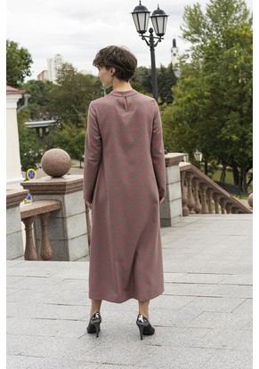 Платье женское "Клетка" модель 632/2 трикотаж розово-зеленый