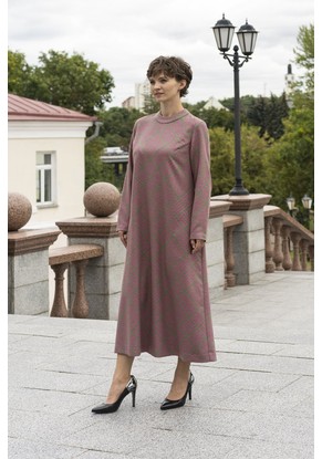 Платье женское "Клетка" модель 632/2 трикотаж розово-зеленый