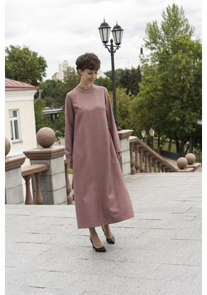 Платье женское "Клетка" модель 632/2 трикотаж розово-зеленый